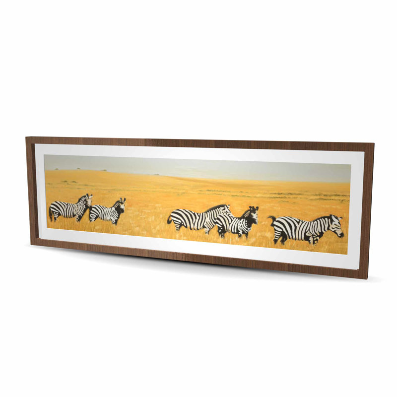 «Herd of Zebra» - Reproduction matte encadrée noire