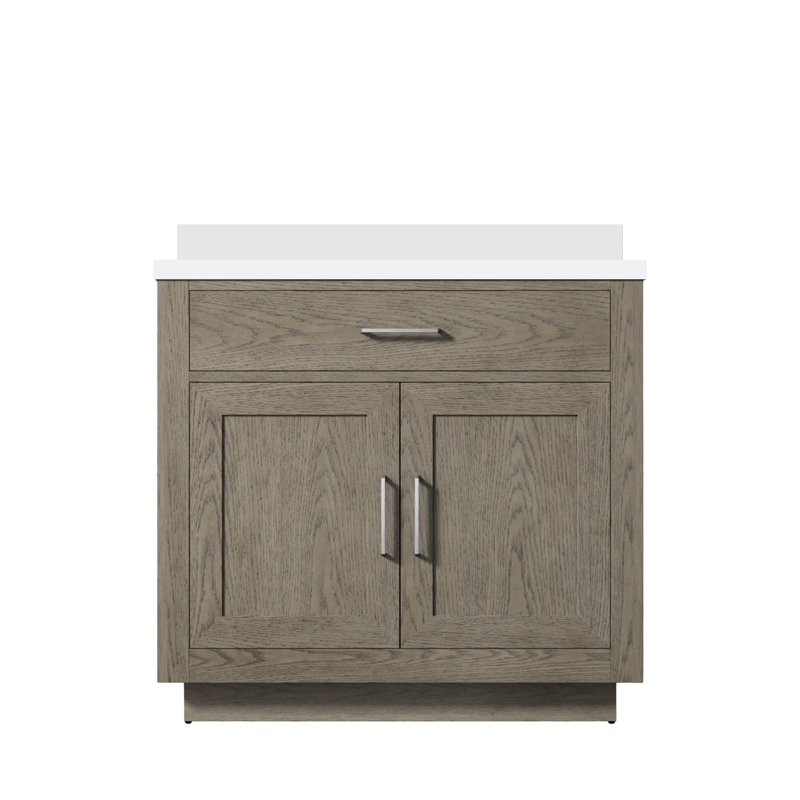 Abbey 36 in W x 22 in D Oak Single Bath Vanity, White Cultured Marble, Grey Oak