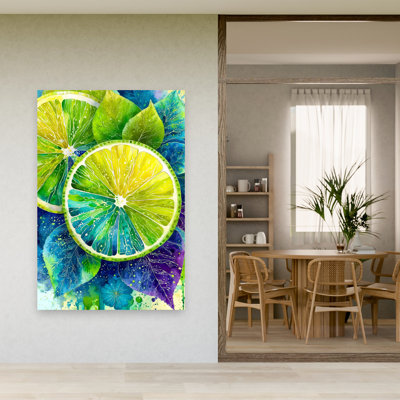Vibrant Lime Watercolor Abstract Colorful Vibrant Fruit Nature Wall Art