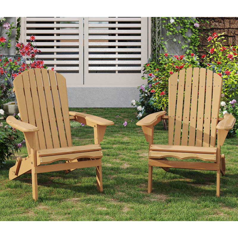 Gaimo Foldable Outdoor Adirondack Chair, Light Brown