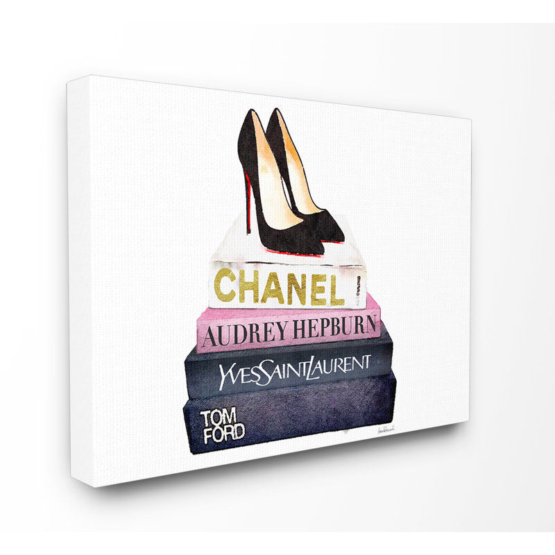 « mode book set black pump talons », impression, H 24 po x l 30 po, Toile tendue