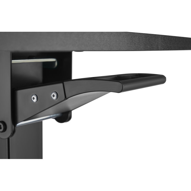 Adjustable Black Steel Standing Desk Converter with PU Wheels