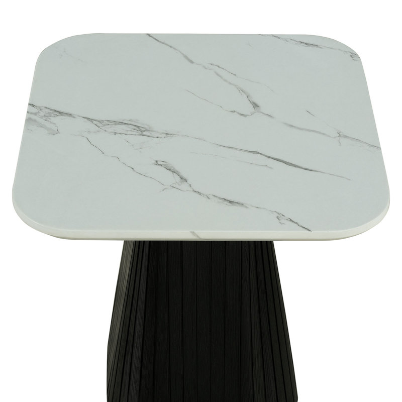 Ensemble de table 3 pièces de style contemporain 1 table basse carrée 2 x table de bout carrée avec rebords incurvés en marbre doux