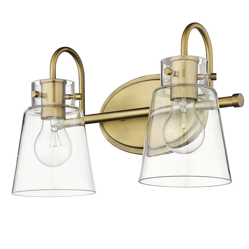 2 - Light Dimmable Vanity Light, Antique Brass