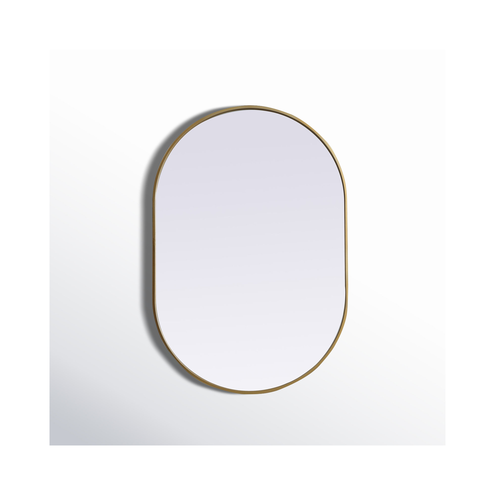 Sabine Metal Pill Wall Mirror, 40" x 27", Brass