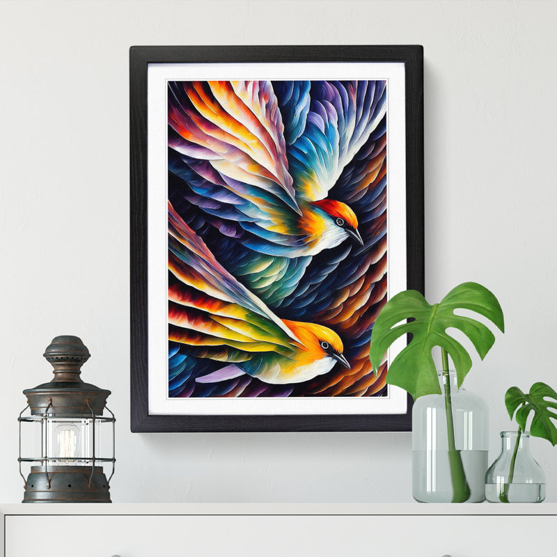 Swallow Bird Painted Vol.2 - Single Picture Frame Painting, 64cm H x 46cm W x 2cm D, Black
