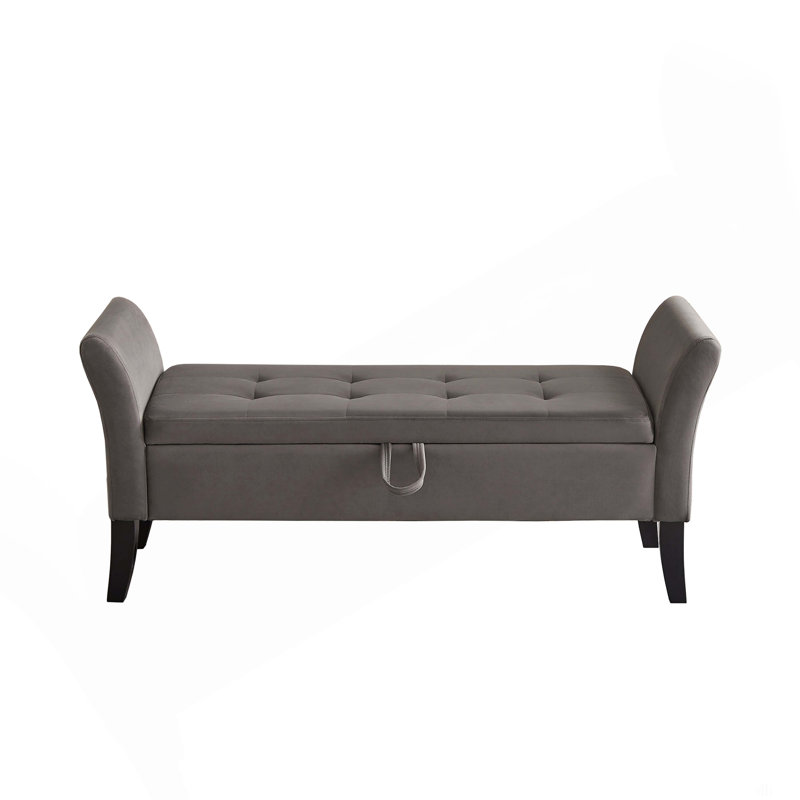 51.5" Bed Bench With Storage Velvet, Gray