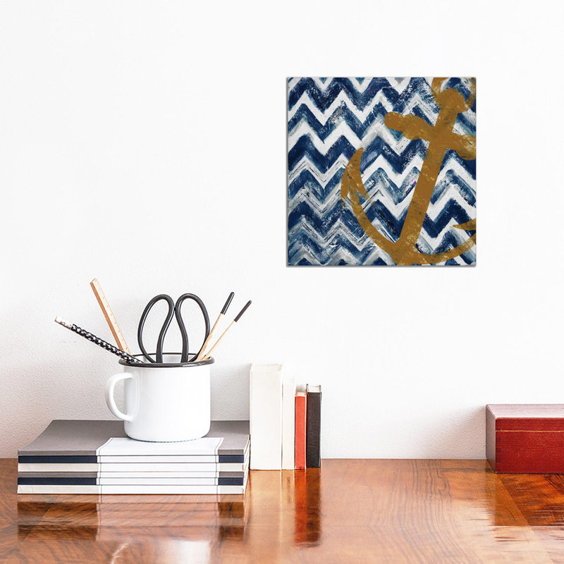"Nautical Chevron I" par Patricia Pinto, reproduction d’art, Pas de tapis, Toile tendue, H 12 po x l 12 po x P 0,75 po