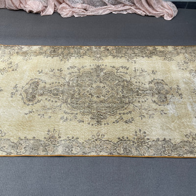 Vintage Wool Patchwork Rug, 42.9x80.3 Inch Beige Area Rug