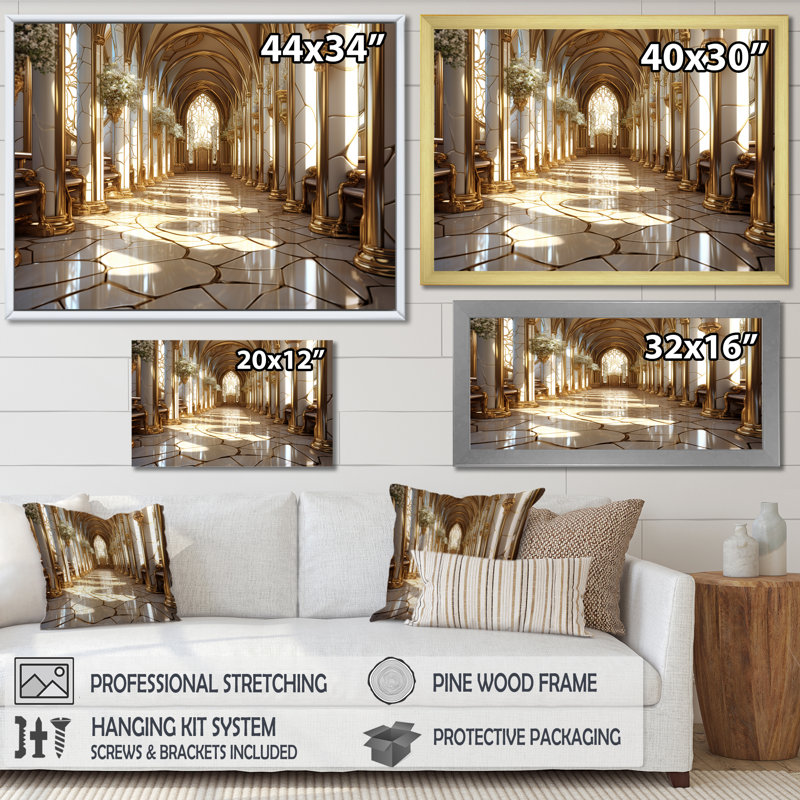 Église baroque basilique - Église, art mural, Cadre d'angle fermé noir, H 34 po x l 44 po x P 1,5 po