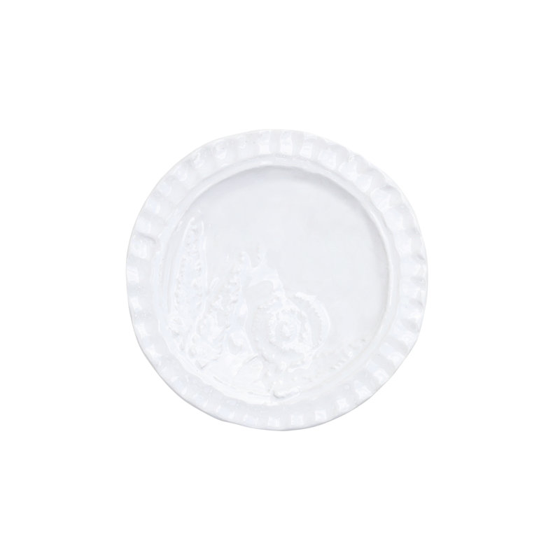 Pietra Fiori Canape Plate, White
