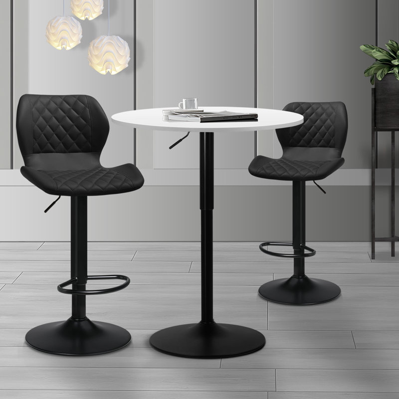 Latika 2 - Person Pedestal Dining Set, Black, White
