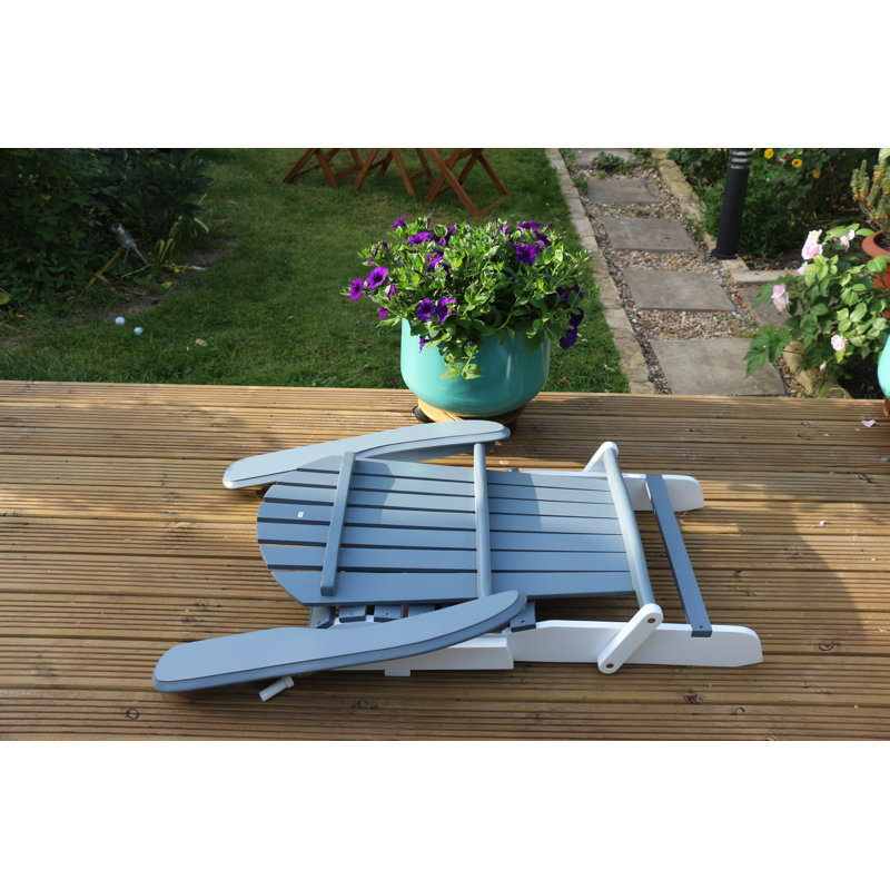 Folding Adirondack Chair FSC 100% Acacia Wood, Grey/White