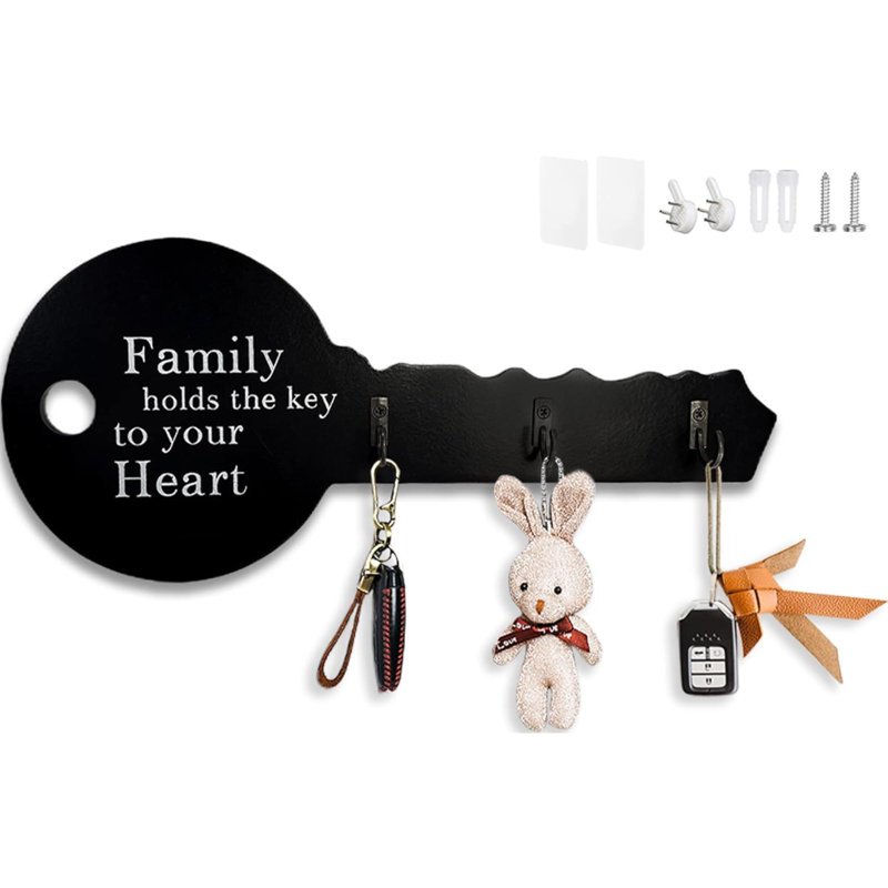 Simione Manufactured Wood Wall Organizer with Key Hooks