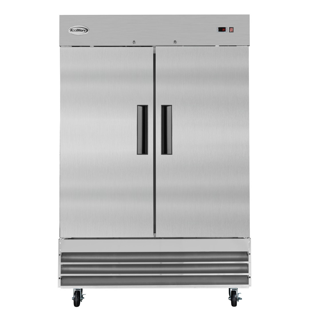 47 cu. ft. Commercial 2 Solid Door Reach In Refrigerator in Stainless Steel KoolMore