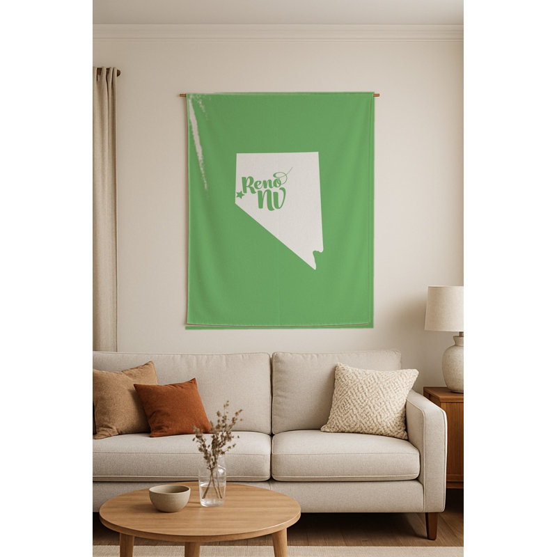 Home Sweet Reno — Silhouette de l'État du Nevada — Tapisserie murale tissée portrait, H 36 po x l 26 po