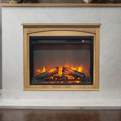 28 inch TV media entertainment center With electric fireplace