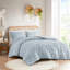 Édredon pour lit double / grand lit bleu avec 2 taies décoratives, séchage rapide pour-124957784-124957782