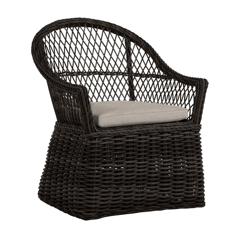 Soho Woven N-Dura Resin Wicker Outdoor Arm Chair, No Welt, Cast Mist, Soho #0 Onyx