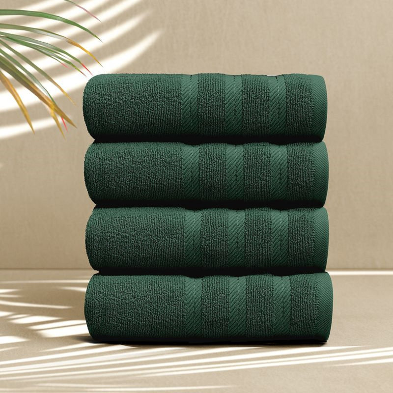  100% Combed Cotton Hand Towels – Ultra Soft & Highly Absorbent, 16" x 28", 4-Piece Set, Hunter Green, Hand Towels - 4 Pack