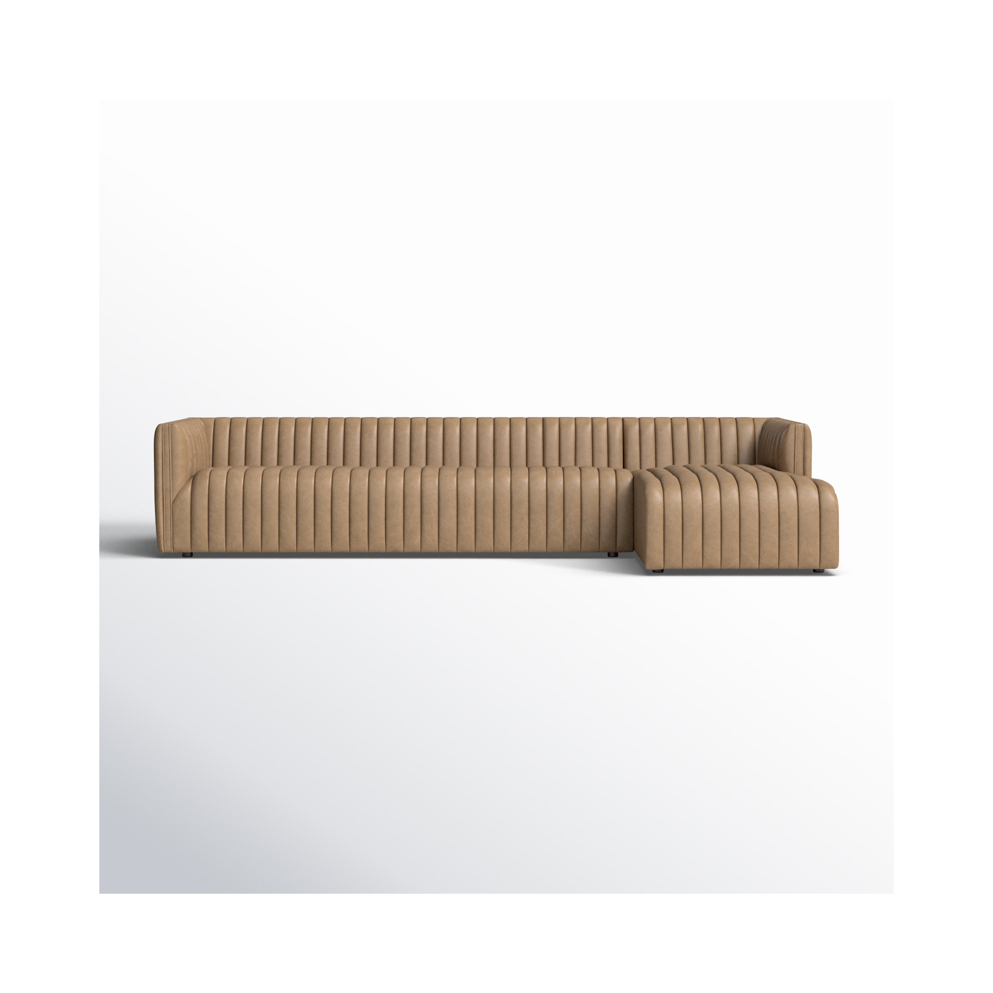 Brandt Upholstered Chaise L-Sectional, Right Hand Facing, Palermo Drift Top Grain Leather, 26.5" H x 126" W x 64" D