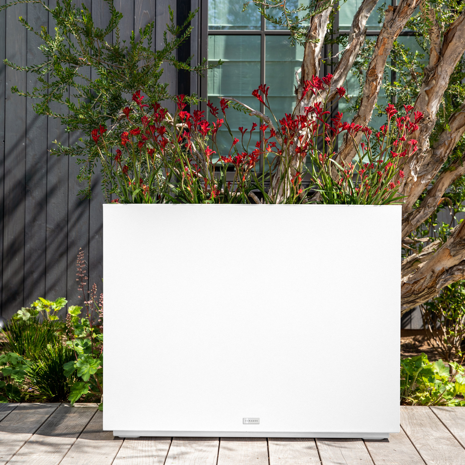 Block Series Planter Box, White, 30” H x 38” W x 10” D