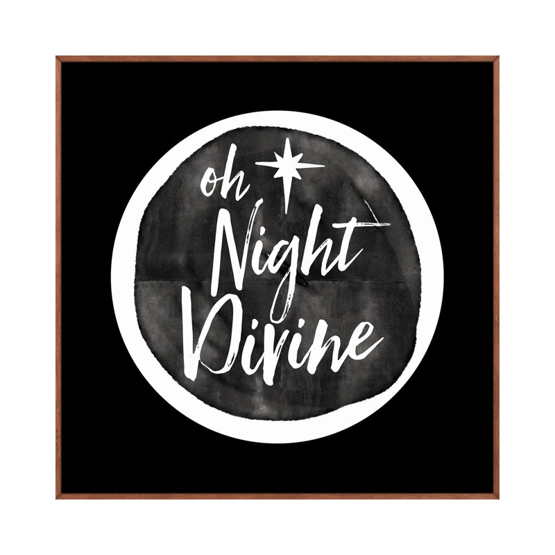 «Oh Night Divine», reproduction d'art sur toile encadrée, H 26 po x l 26 po, Cadre flottant sans passe-partout, Brun