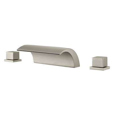  Robinet de baignoire cascade pour salle de bain à 3 trous, robinet de salle de bain romaine, nickel brossé