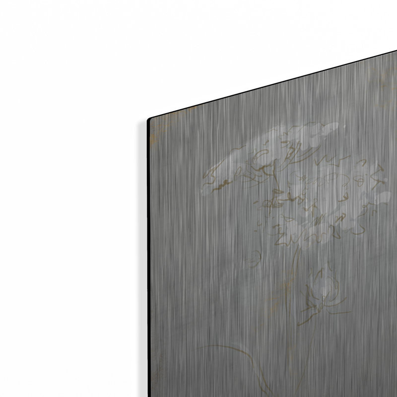  «White Floral Sketch 2» par Danhui Nai, art mural en métal, H 16 po x l 12 po