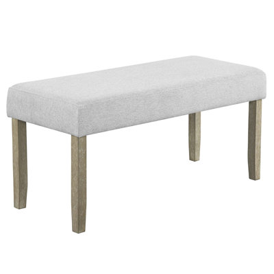 1Pc Contemporary Upholstered Dining Bench With Beige Gray Finish For Elegant And Comfortable Seating In Dining Or Living Rooms