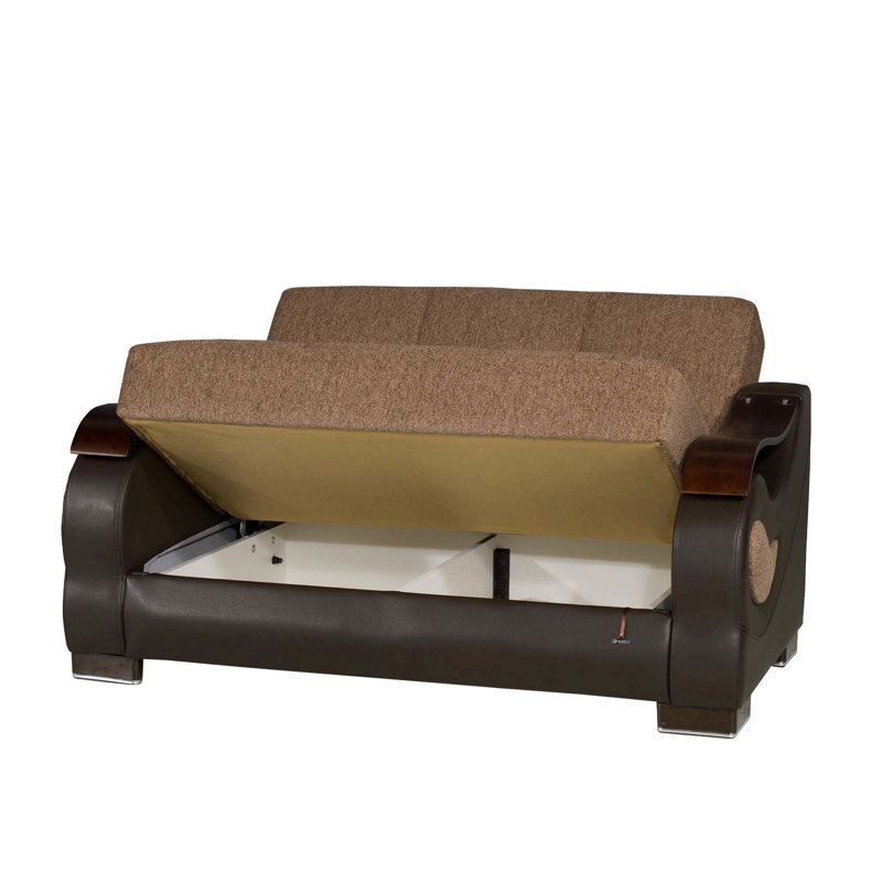Causeuse convertible rembourrée avec rangement pour la chambre à coucher du salon, Brun