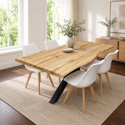 Modern Dining Table with 4 Chairs with faux leather padded seats