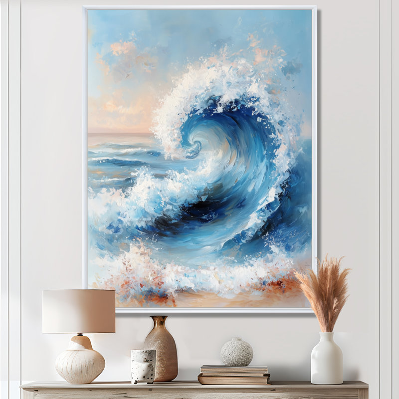 Ayo - art mural toile côtière, Impression encadrée flottante, H 20 po x l 12 po, Blanc