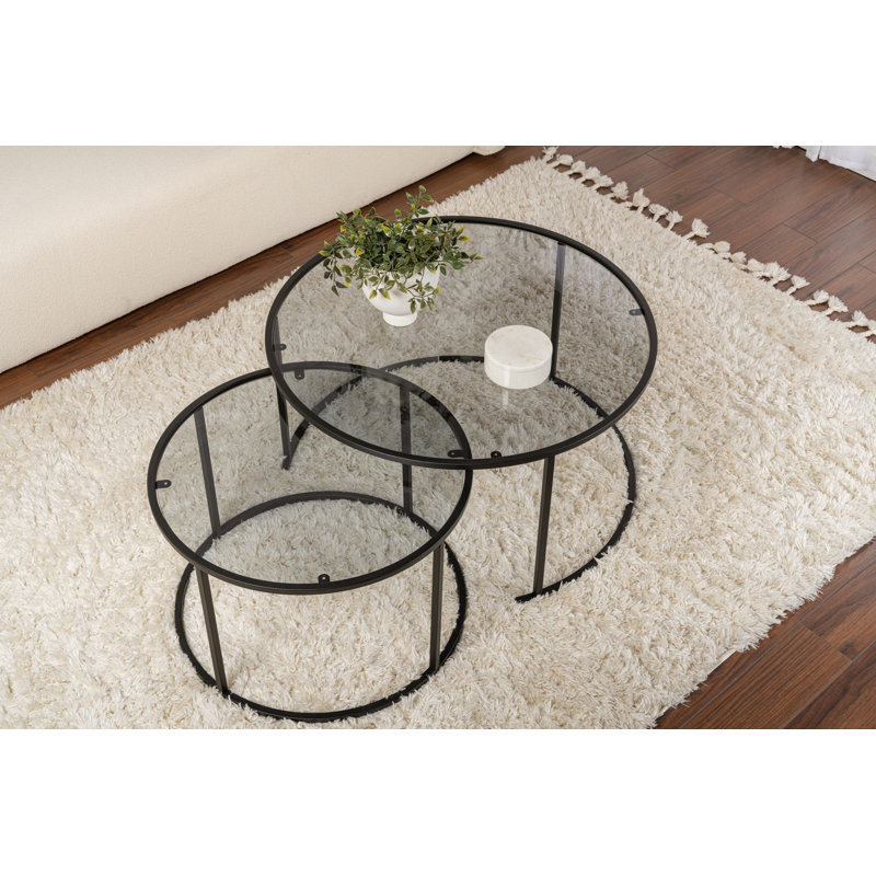 Ensemble de tables basses, Noir, Gris
