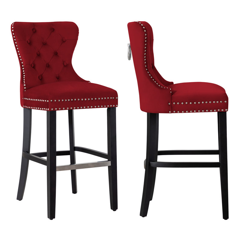 Tabouret de bar et de comptoir Kirsten, Tabouret de comptoir (siège d’une hauteur de 24, Gris antique, Rouge