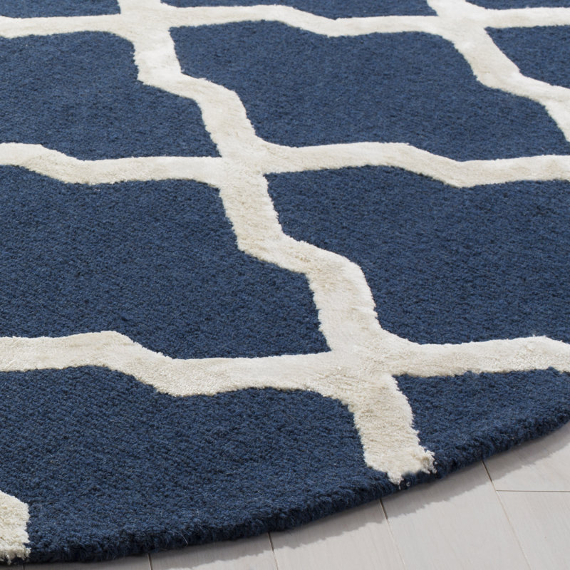 Cannen Cambridge Hand Tufted Wool, Viscose Geometric Rug, Round 6'