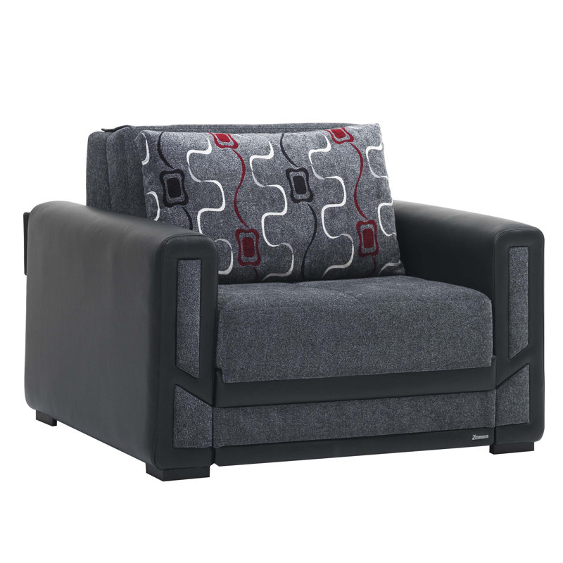 Fauteuil convertible avec accoudoirs convertibles 3-en-1 Ferree, Gris / chenille noir