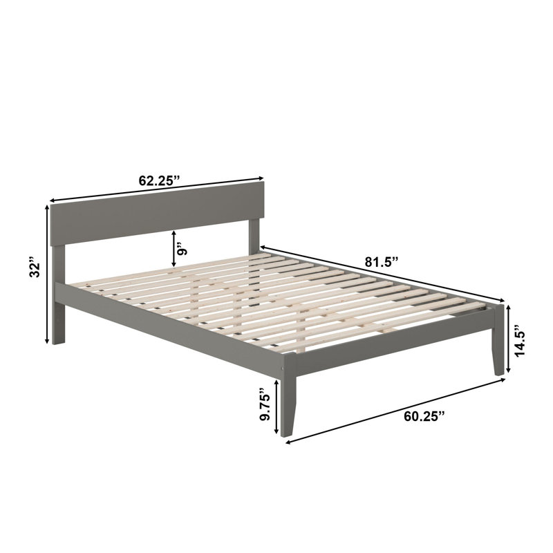 Farrah Solid Hardwood Platform Bed , Gray, Twin XL