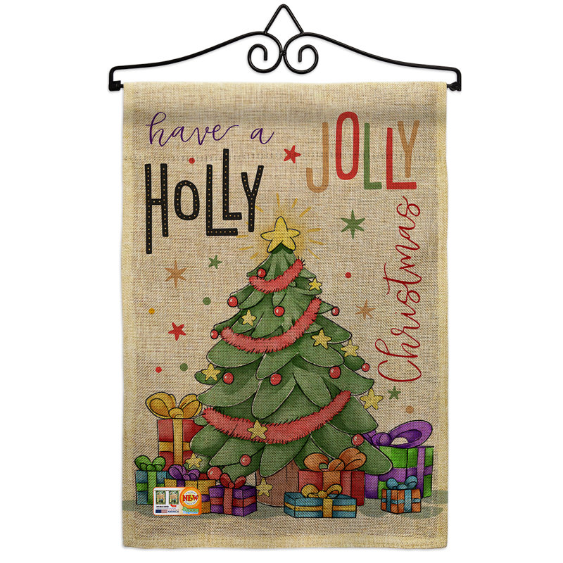 Un en toile jute de noël winter jolly à 2 côtés 19 po x l 13 po a holly drapeau de jardin