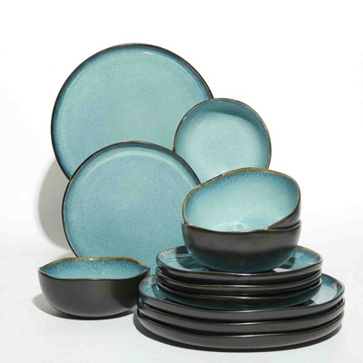 Stoneware Dinnerware Sets, 12 Piece Dish Set