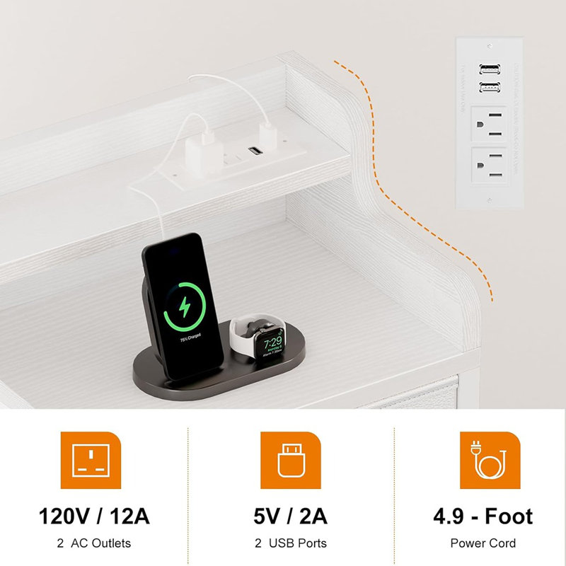 Commode 5 tiroirs REAHome pour chambre à coucher avec station de ...