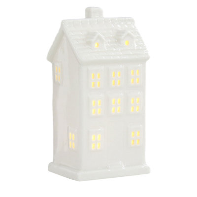 Christmas Miniature Porcelain Village Tabletop Figurine LED Porcelain House Village House For Xmas Figurine Village