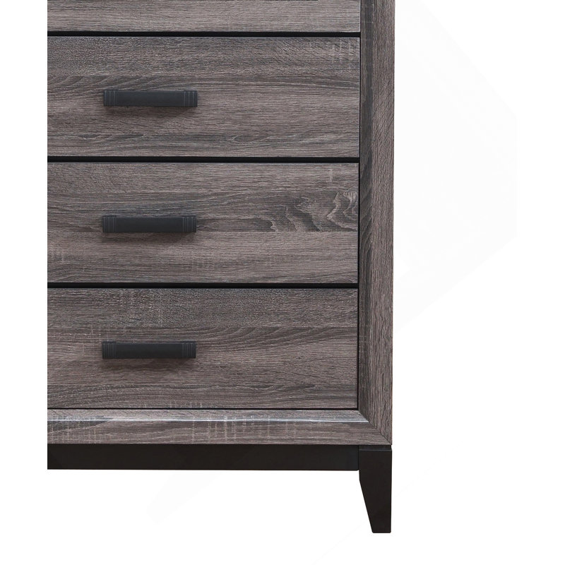 Vertical Solid + Manufactured Wood Dresser With 5 Drawers, Gray