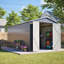 8x12 FT Metal Sloped Roof Shed - Grey Large Outdoor Storage with Aluminum Frame