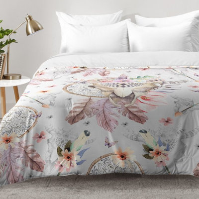 Ensemble d'édredon capteur de rêves bohème et crâne floral