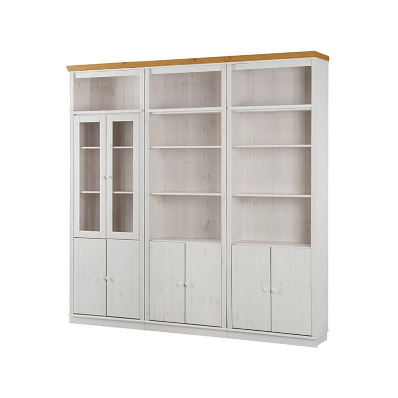 Demaurie 223cm H x 222cm W Library Bookcase Bookcase, White/Natural