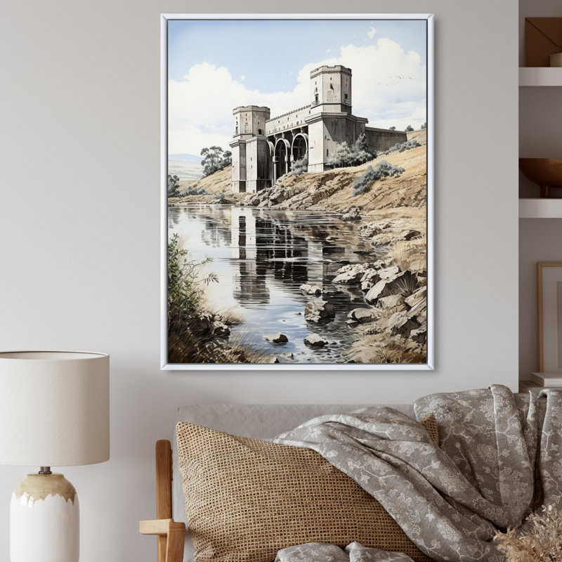 Dam Dampressing Heights Pointillism I - art mural sur toile Cityscapes, H 44 po x l 34 po x P 1,5 po, Cadre flottant blanc