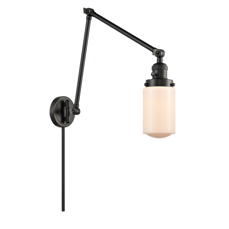 Saroyan Plug-in Swing Arm Sconce, 60 Watt Vintage Incandescent Bulb, Antique Brass, Matte White