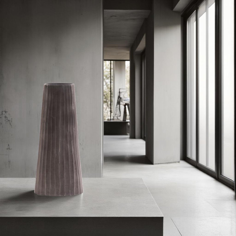 Metal Floor Vase, 22" H x 10" W x 10" D, Graphite Gray