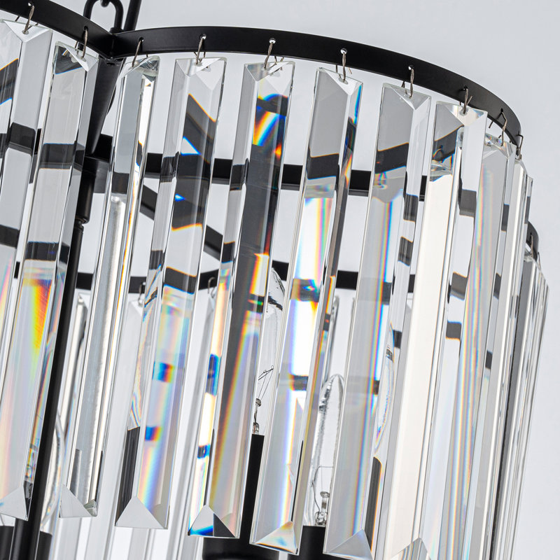 Lustre en cristal 5 lumières avec abat-jour fleurs Friedhardt